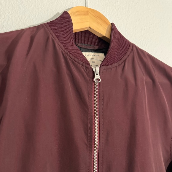 Men Club Monaco Burgundy Bomber Jacket size XS - Picture 3 of 5